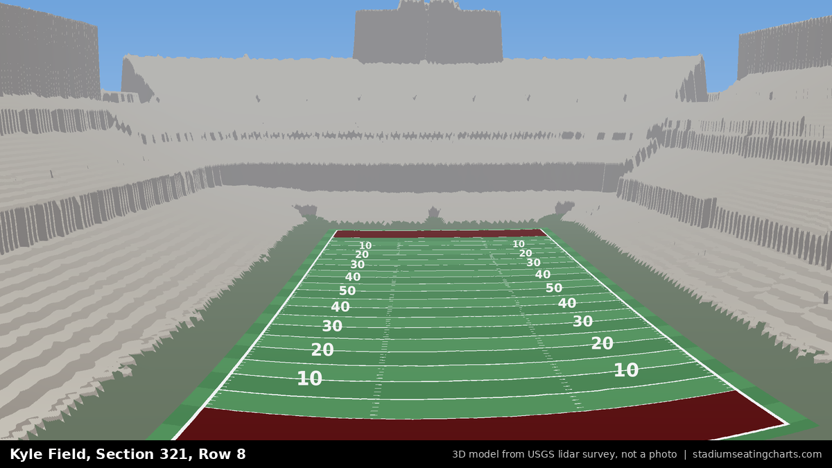 View from Kyle Field Section 321, Row 8, looking toward the field