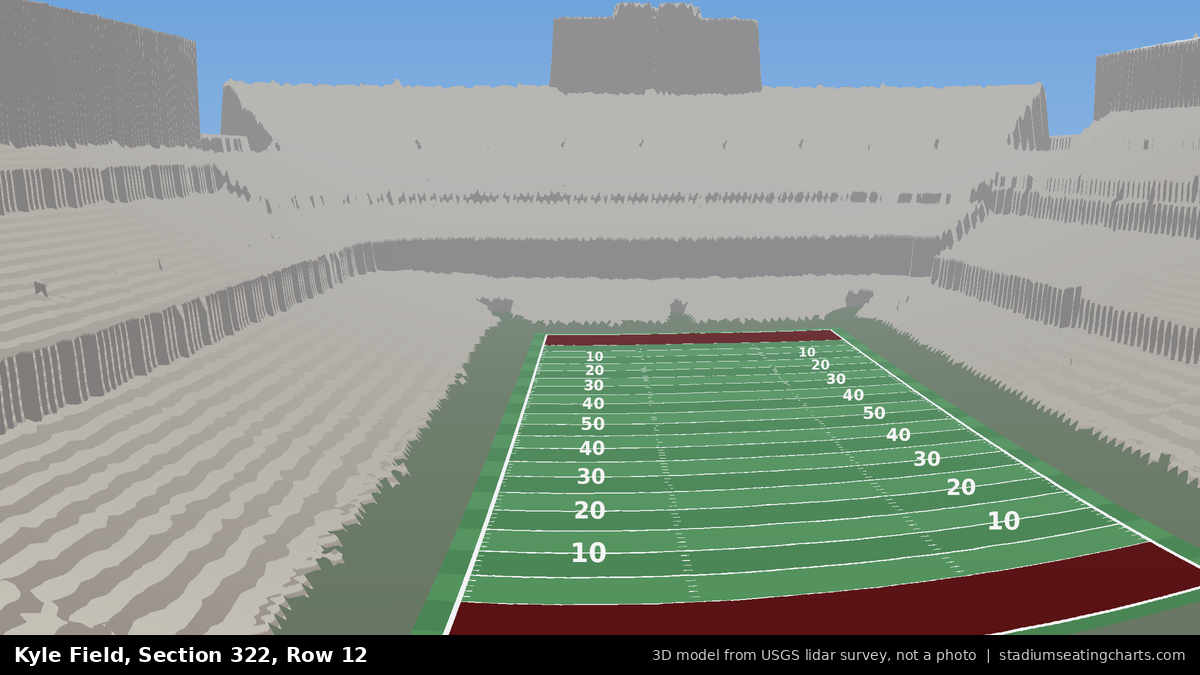 View from Kyle Field Section 322, Row 12, looking toward the field