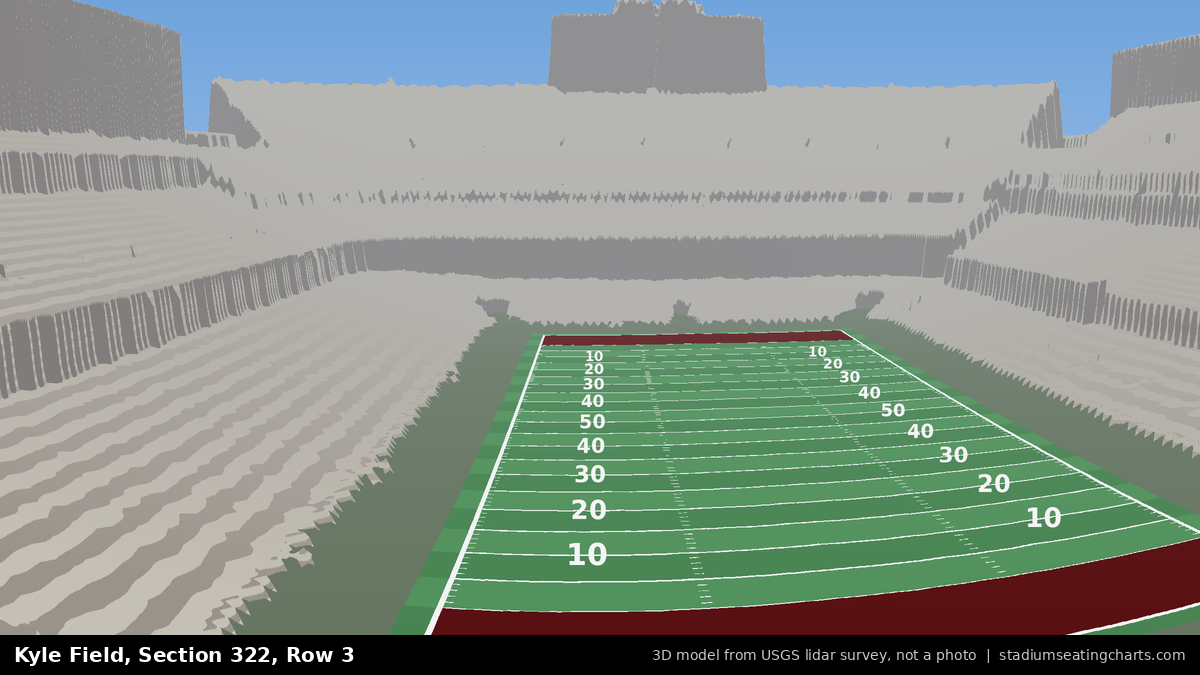 View from Kyle Field Section 322, Row 3, looking toward the field