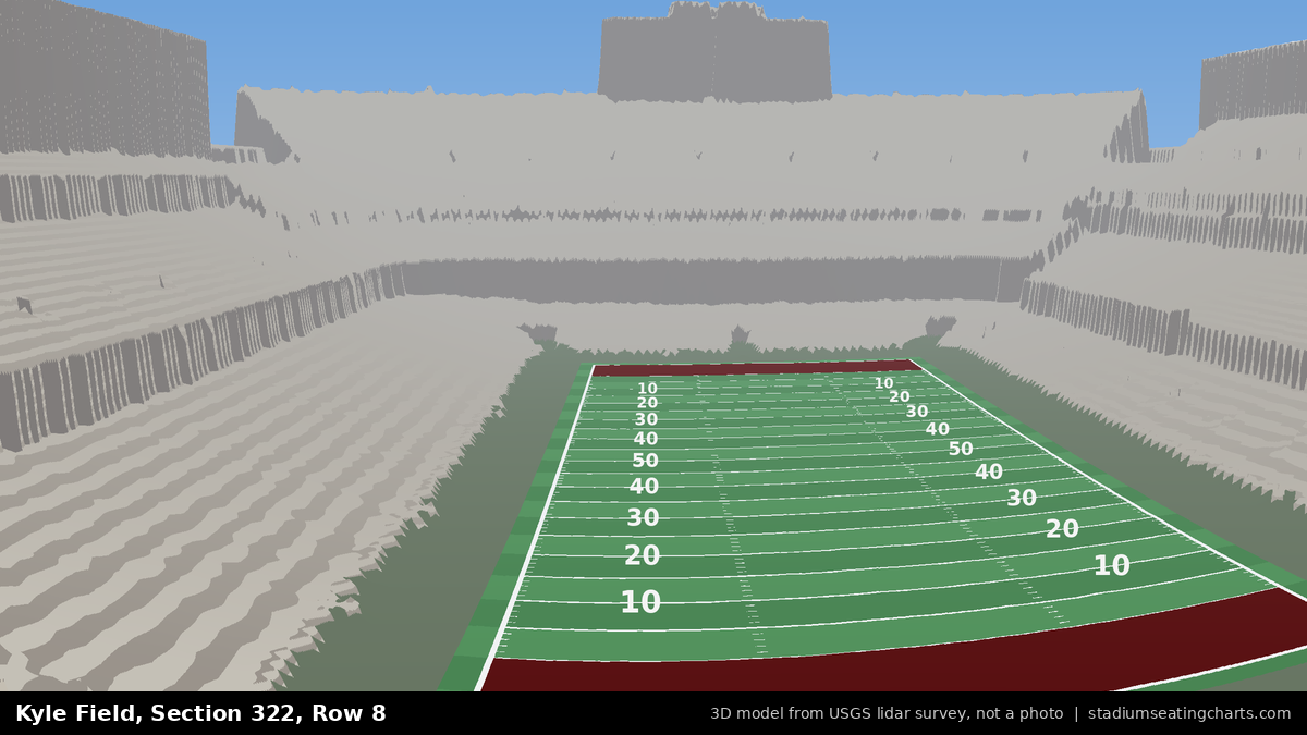 View from Kyle Field Section 322, Row 8, looking toward the field