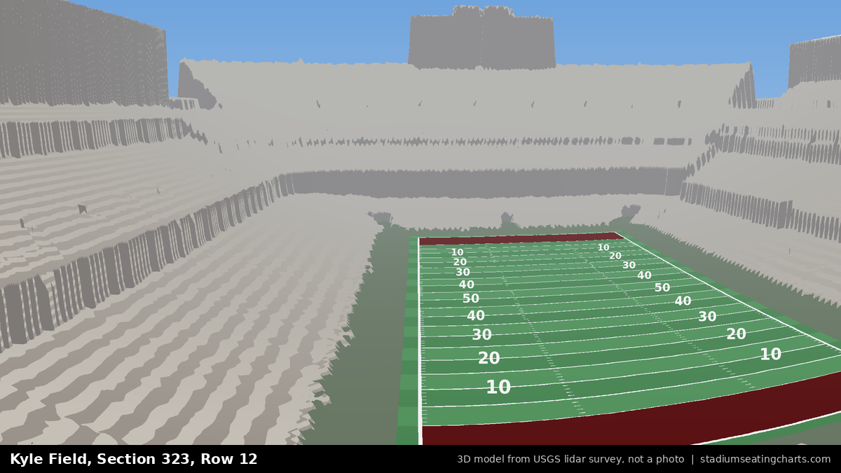 View from Kyle Field Section 323, Row 12, looking toward the field