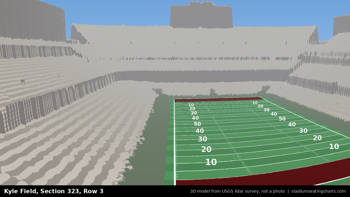 View from Kyle Field Section 323, Row 3, looking toward the field