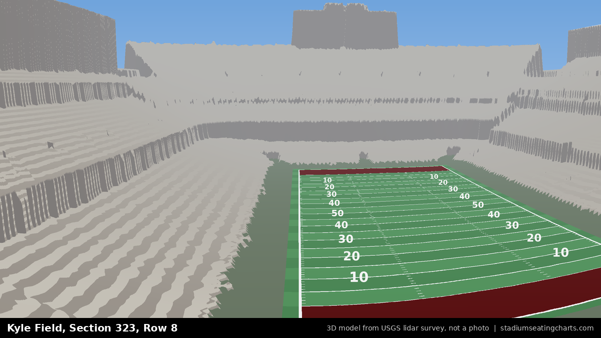 View from Kyle Field Section 323, Row 8, looking toward the field
