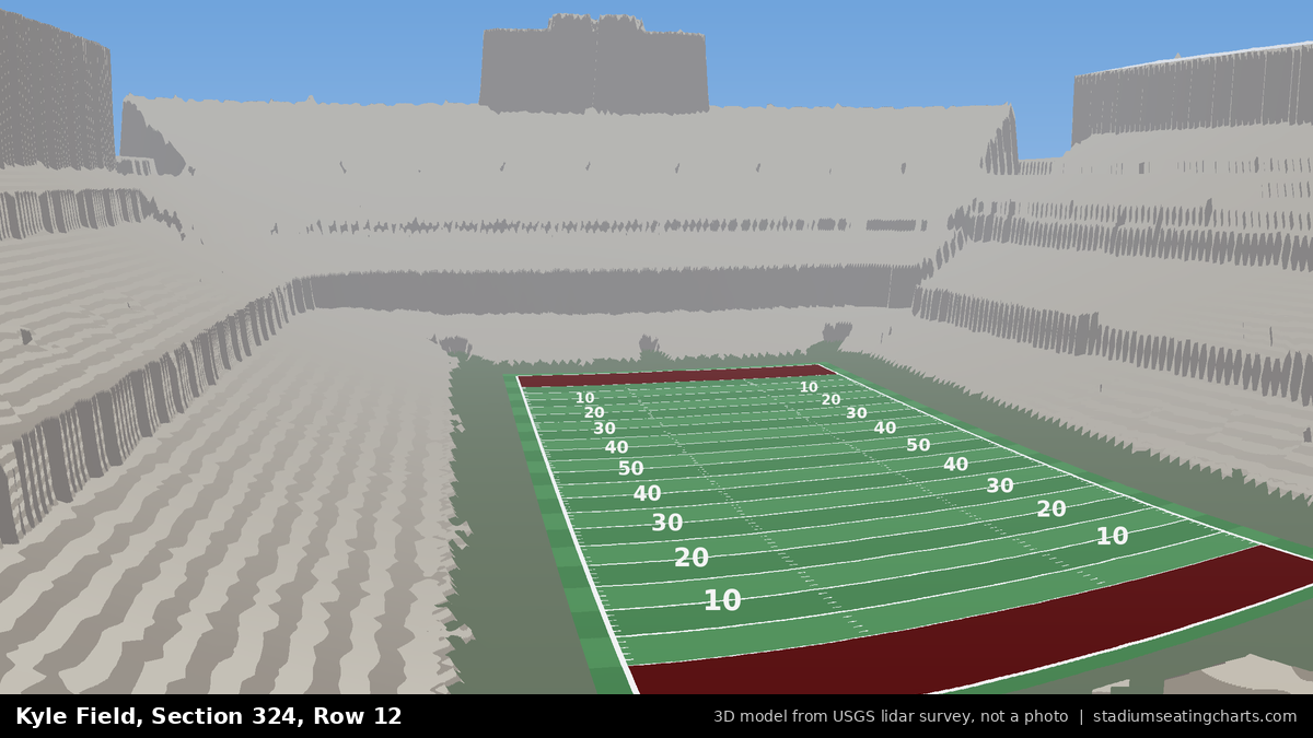 View from Kyle Field Section 324, Row 12, looking toward the field