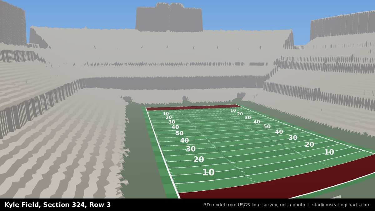 View from Kyle Field Section 324, Row 3, looking toward the field