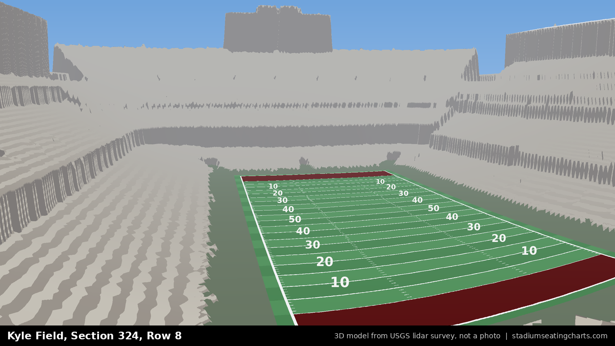 View from Kyle Field Section 324, Row 8, looking toward the field