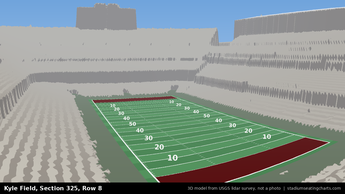 View from Kyle Field Section 325, Row 8, looking toward the field