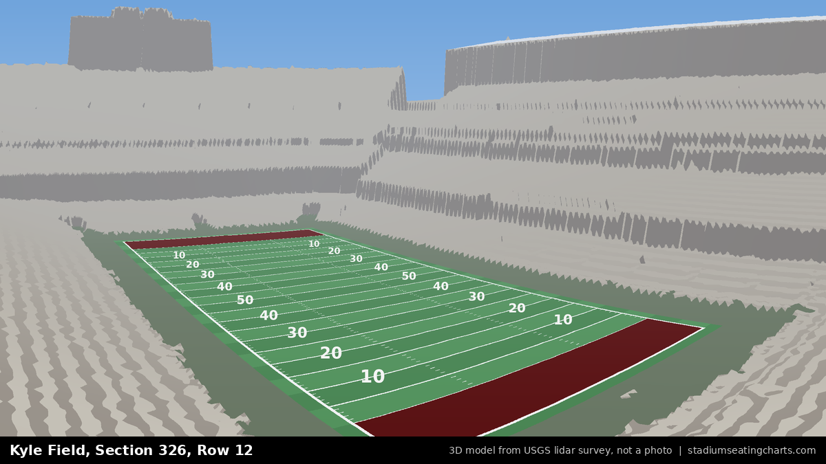 View from Kyle Field Section 326, Row 12, looking toward the field
