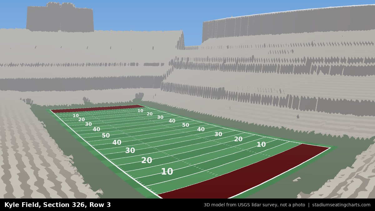 View from Kyle Field Section 326, Row 3, looking toward the field