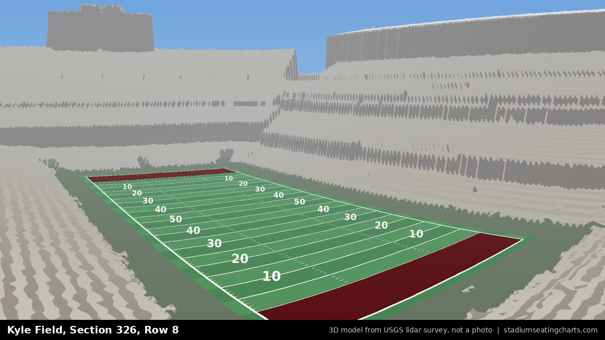 View from Kyle Field Section 326, Row 8, looking toward the field