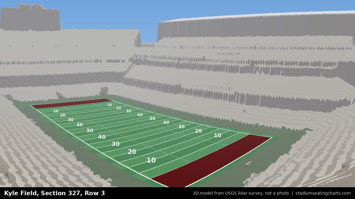 View from Kyle Field Section 327, Row 3, looking toward the field