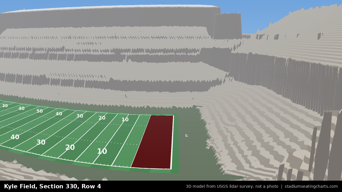 View from Kyle Field Section 330, Row 4, looking toward the field