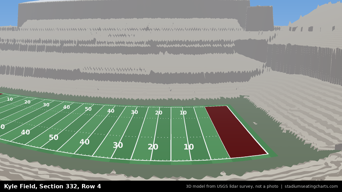View from Kyle Field Section 332, Row 4, looking toward the field