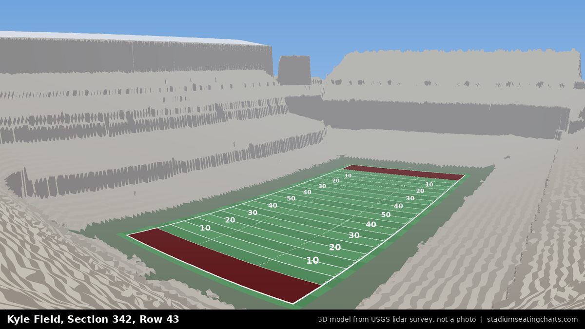 View from Kyle Field Section 342, Row 43, looking toward the field