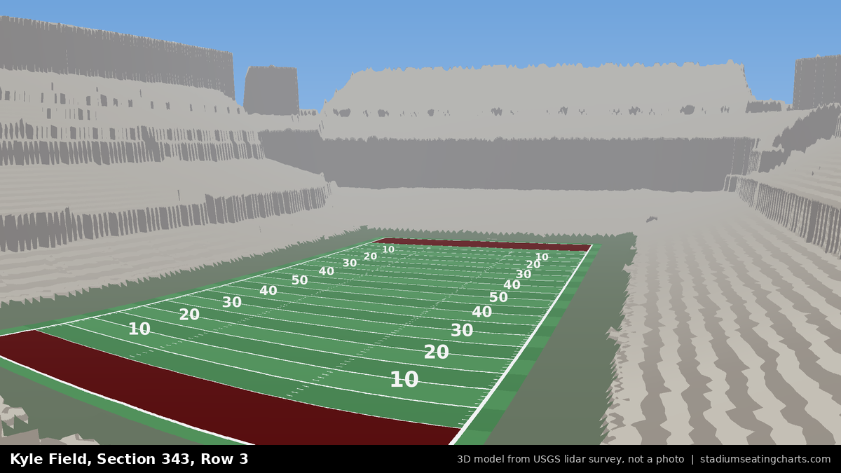View from Kyle Field Section 343, Row 3, looking toward the field