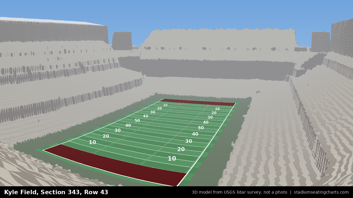 View from Kyle Field Section 343, Row 43, looking toward the field