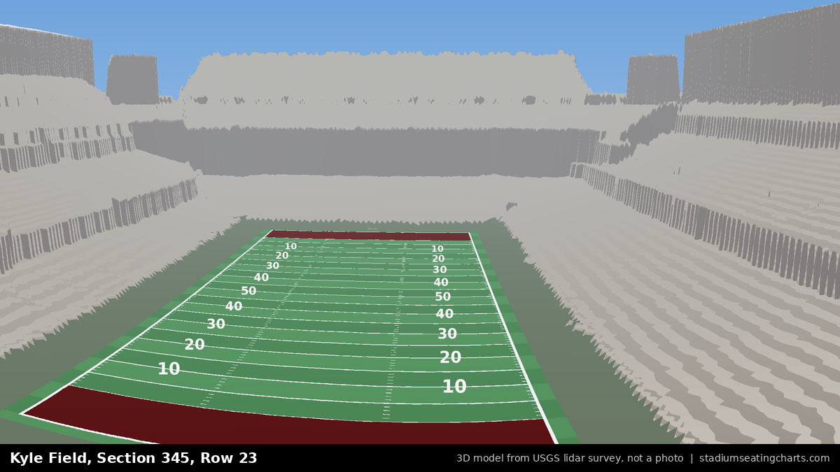 View from Kyle Field Section 345, Row 23, looking toward the field