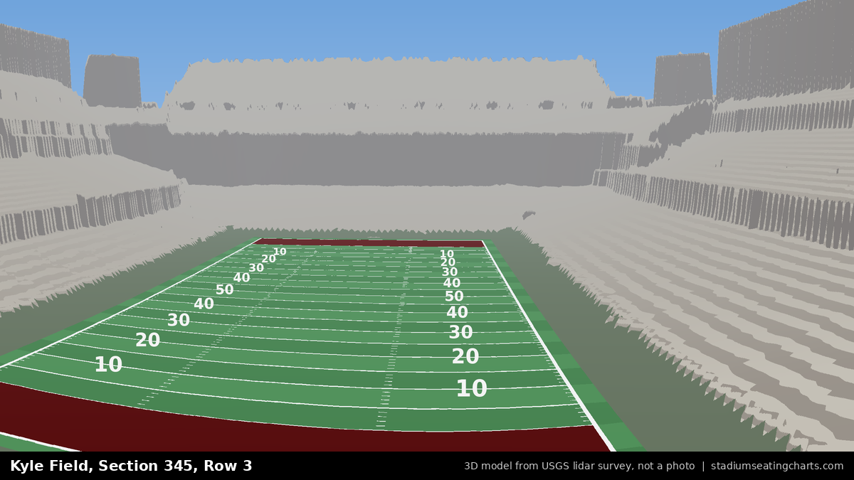 View from Kyle Field Section 345, Row 3, looking toward the field