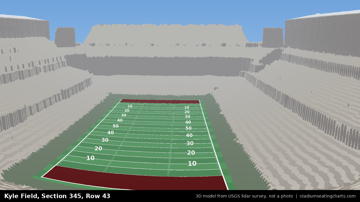 View from Kyle Field Section 345, Row 43, looking toward the field