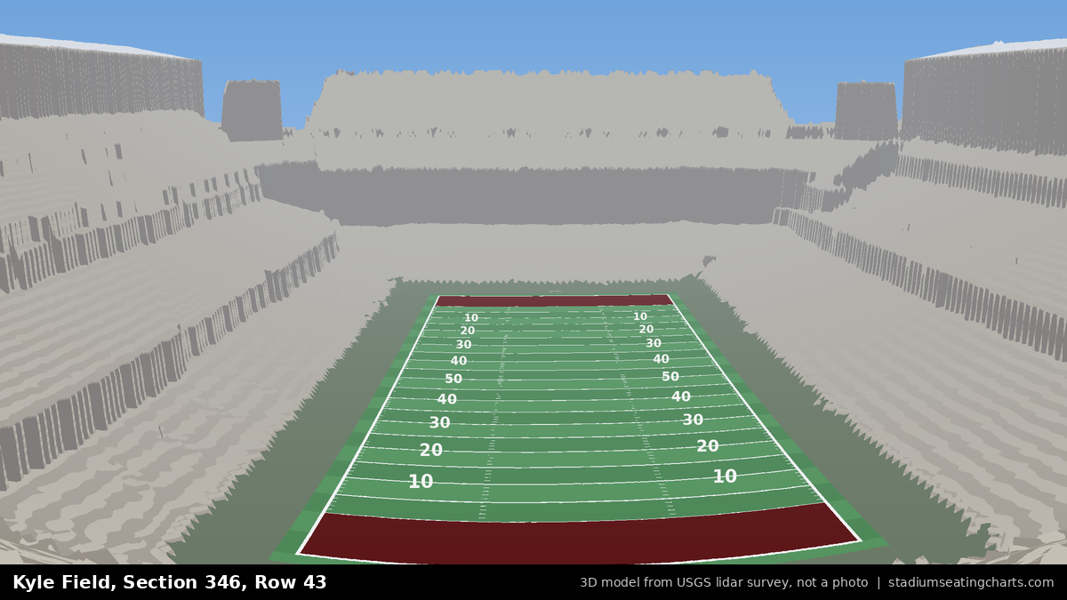 View from Kyle Field Section 346, Row 43, looking toward the field