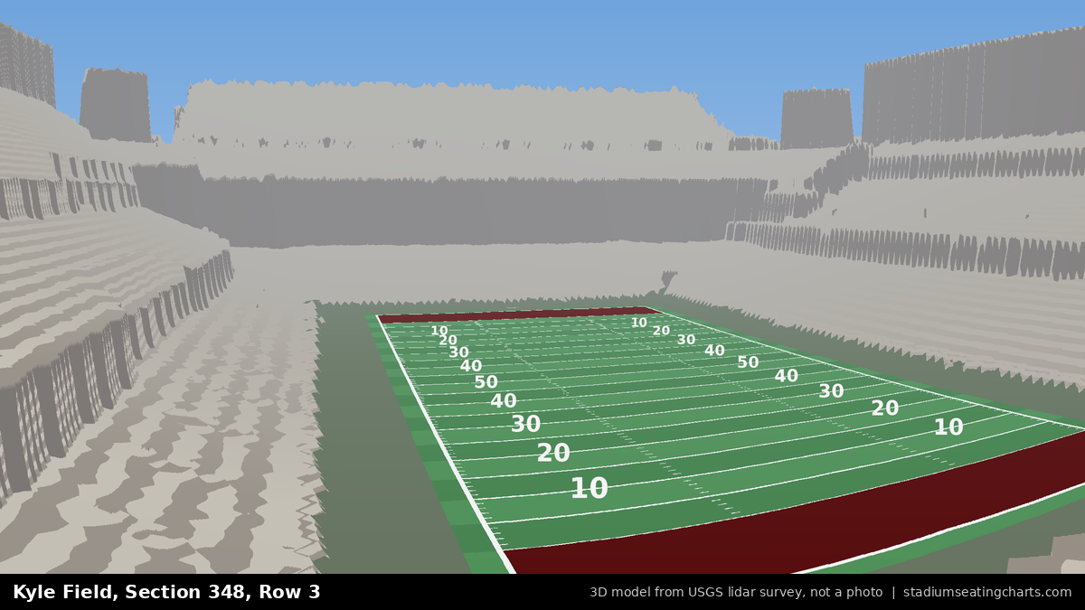 View from Kyle Field Section 348, Row 3, looking toward the field