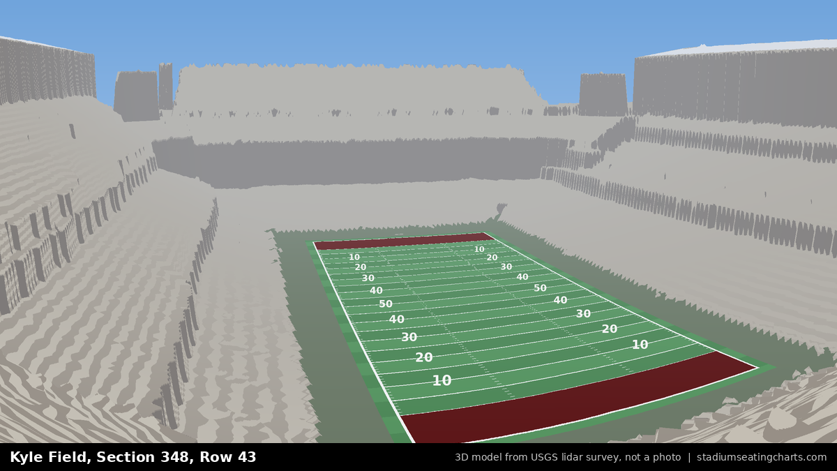 View from Kyle Field Section 348, Row 43, looking toward the field
