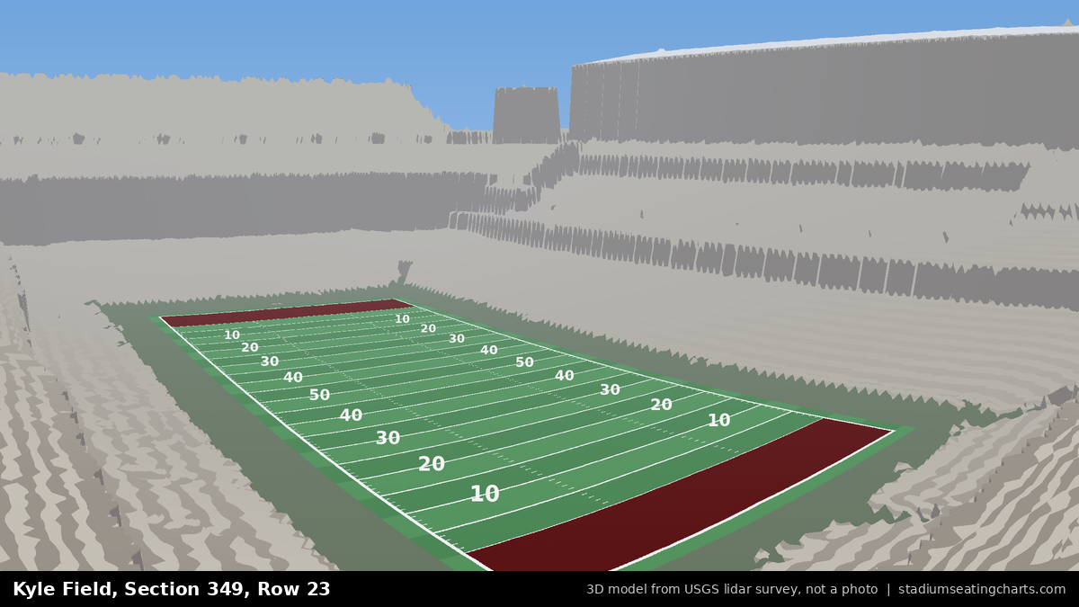 View from Kyle Field Section 349, Row 23, looking toward the field
