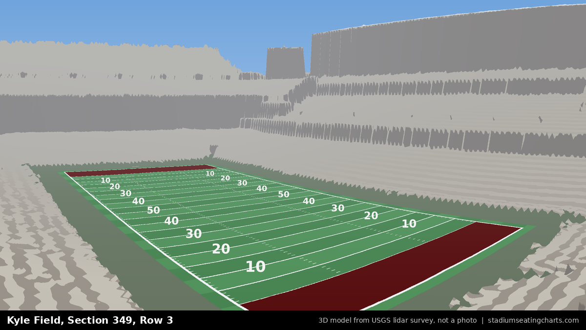 View from Kyle Field Section 349, Row 3, looking toward the field