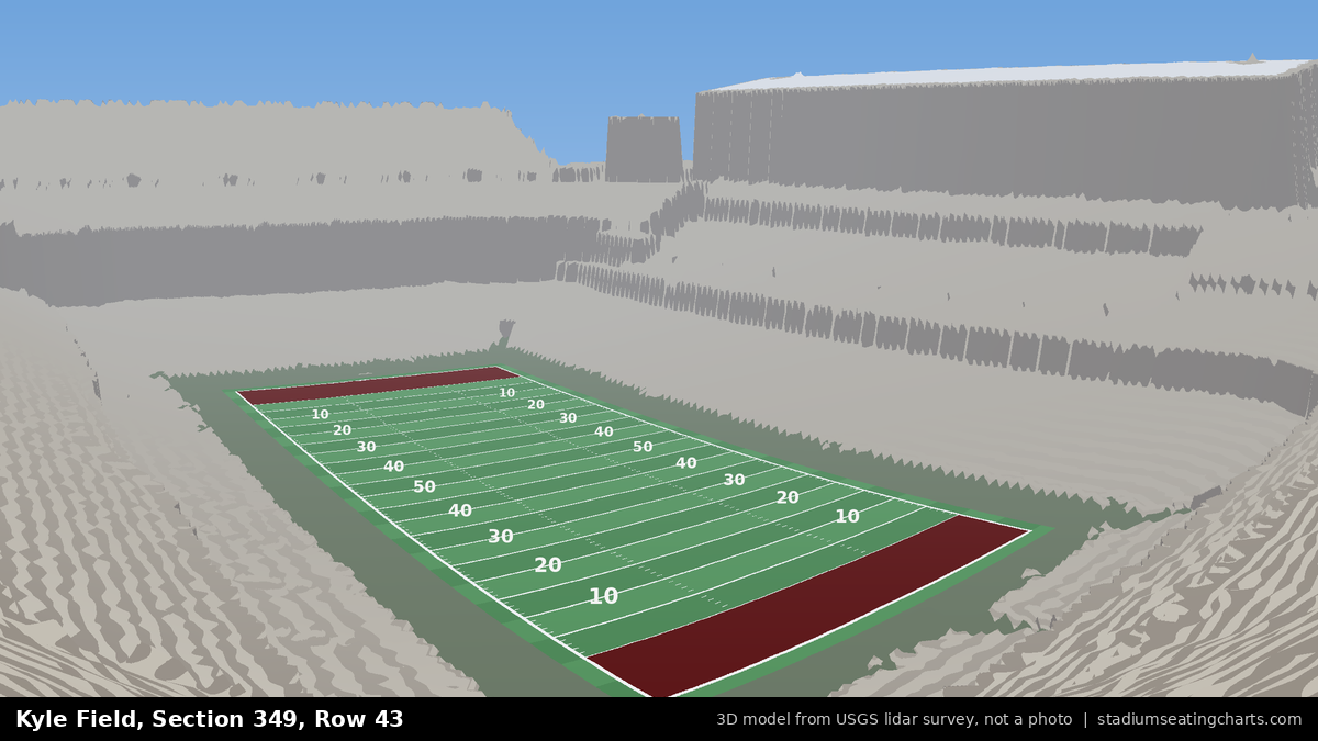 View from Kyle Field Section 349, Row 43, looking toward the field