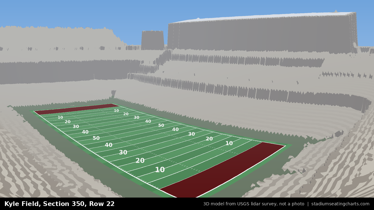 View from Kyle Field Section 350, Row 22, looking toward the field