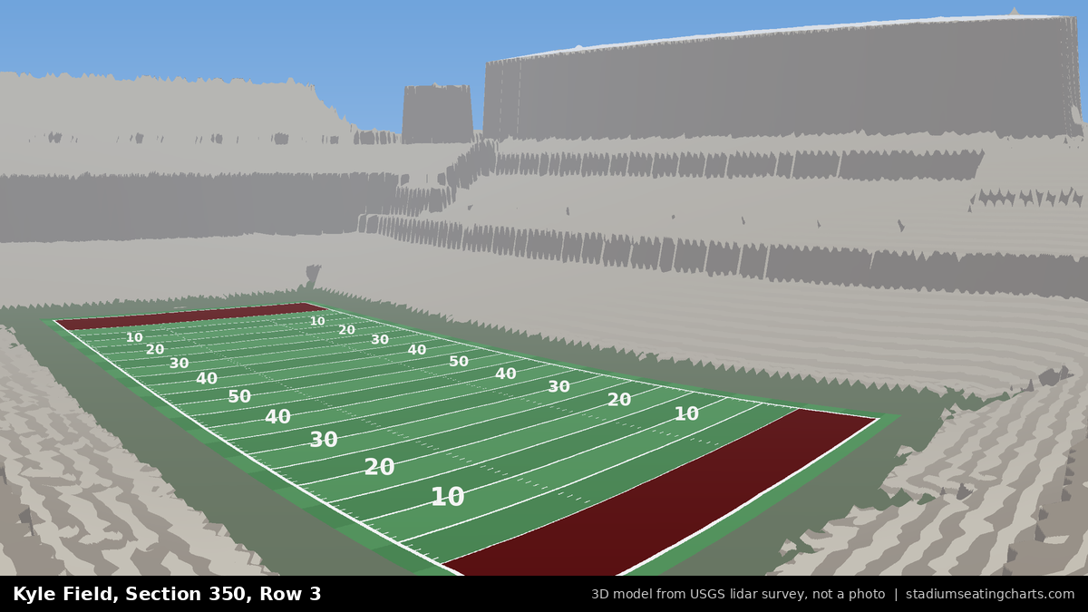 View from Kyle Field Section 350, Row 3, looking toward the field