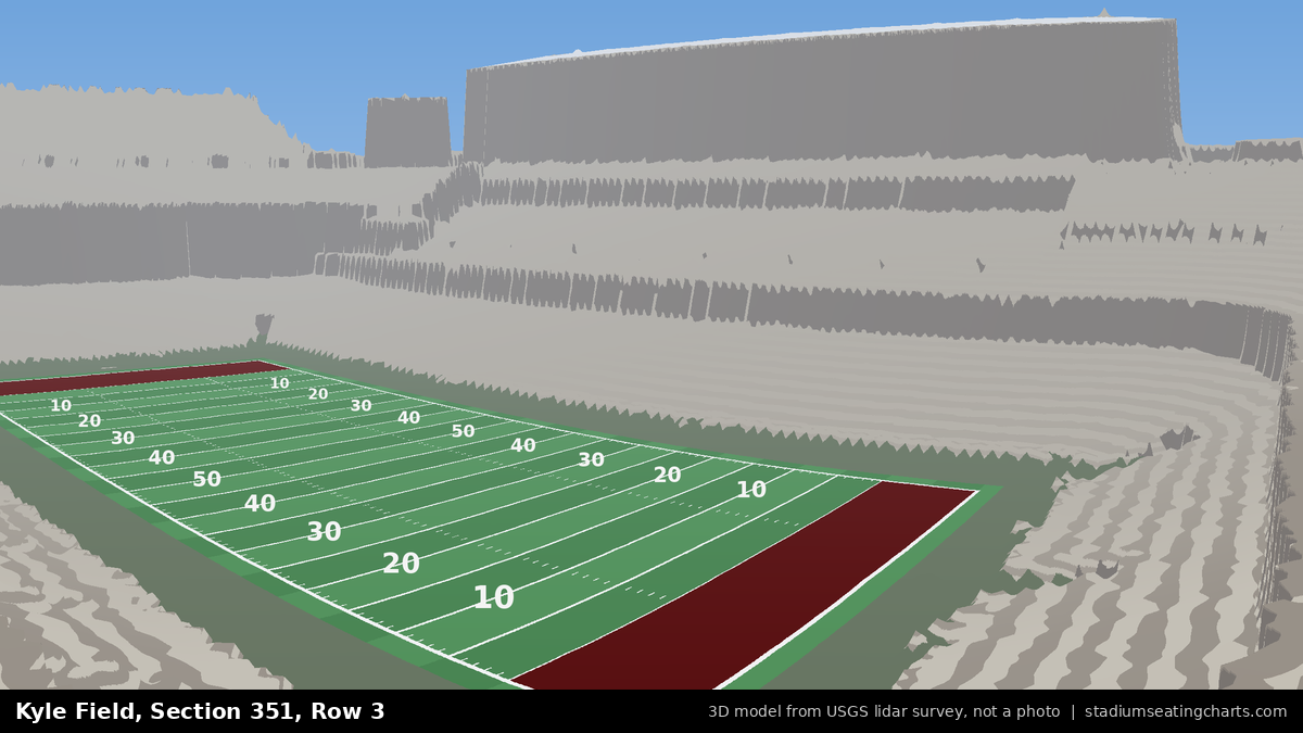 View from Kyle Field Section 351, Row 3, looking toward the field