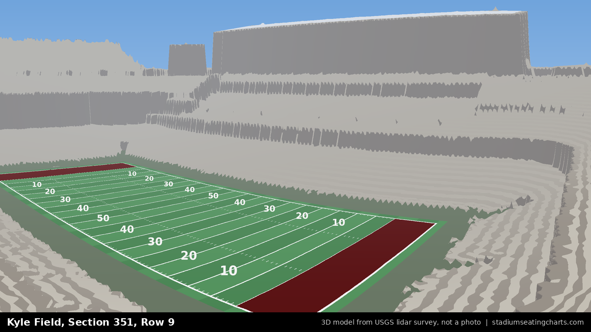 View from Kyle Field Section 351, Row 9, looking toward the field
