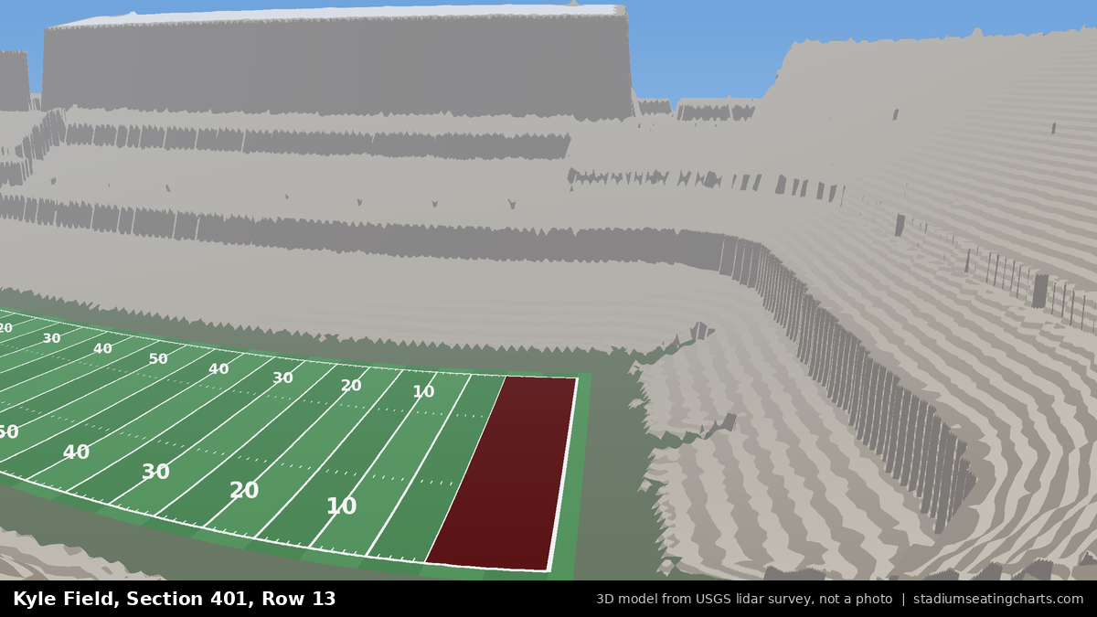 View from Kyle Field Section 401, Row 13, looking toward the field