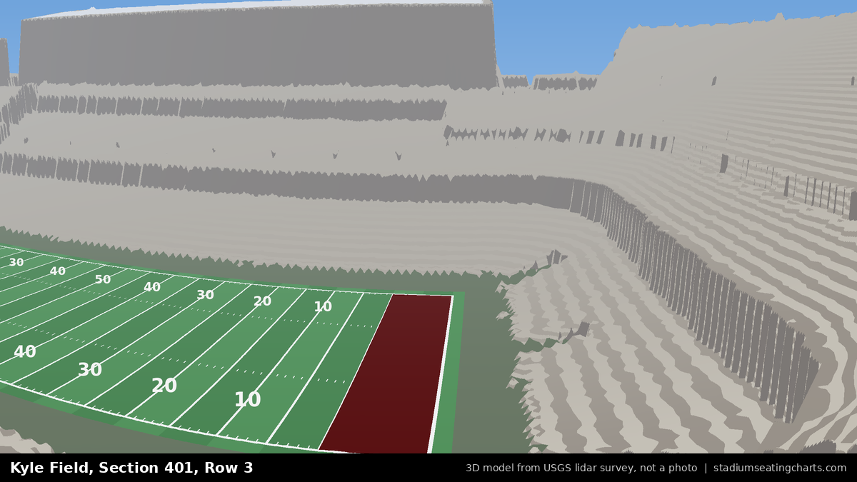 View from Kyle Field Section 401, Row 3, looking toward the field