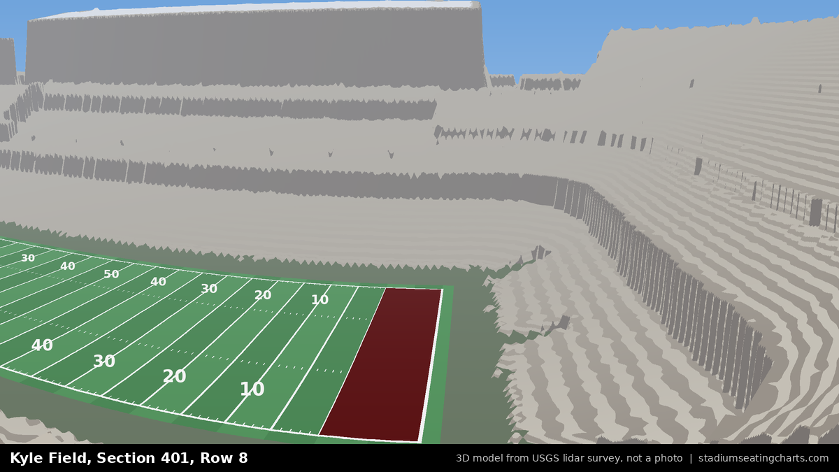 View from Kyle Field Section 401, Row 8, looking toward the field