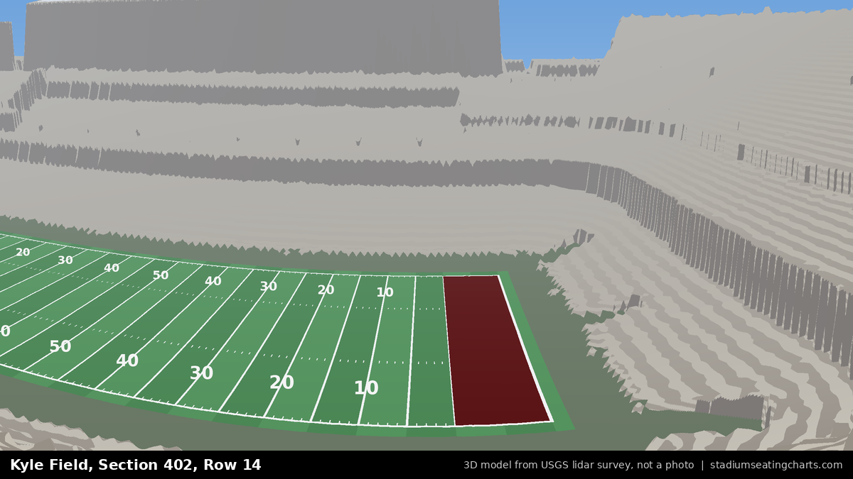 View from Kyle Field Section 402, Row 14, looking toward the field