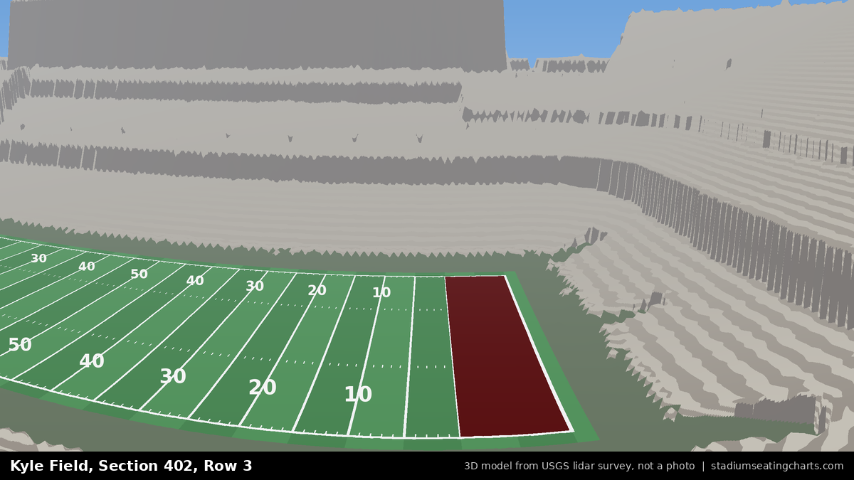 View from Kyle Field Section 402, Row 3, looking toward the field