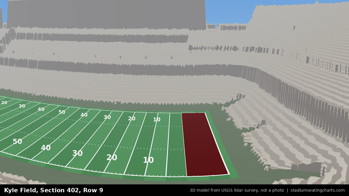 View from Kyle Field Section 402, Row 9, looking toward the field