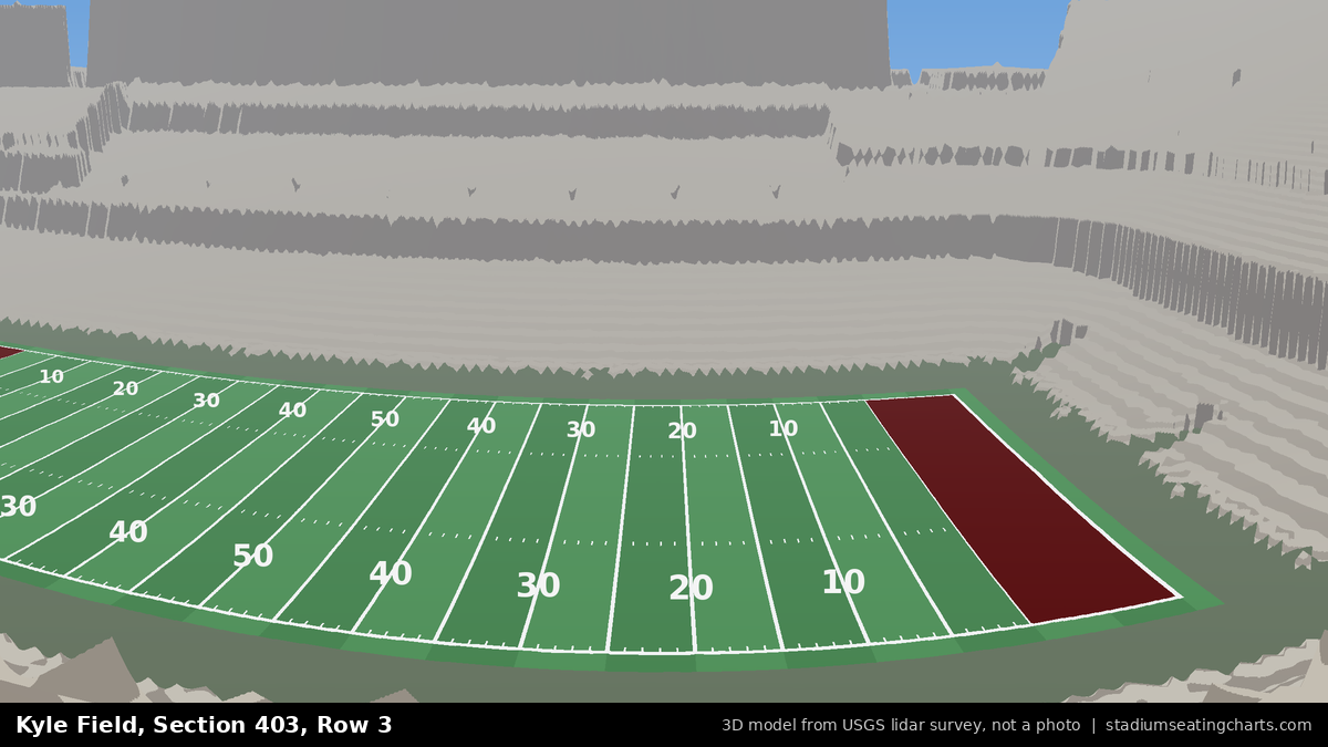 View from Kyle Field Section 403, Row 3, looking toward the field