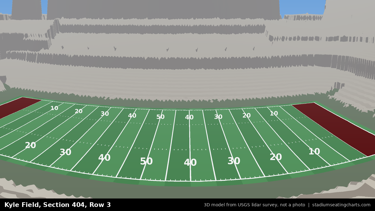 View from Kyle Field Section 404, Row 3, looking toward the field