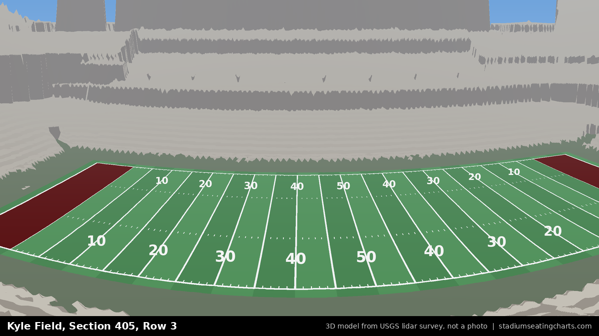 View from Kyle Field Section 405, Row 3, looking toward the field
