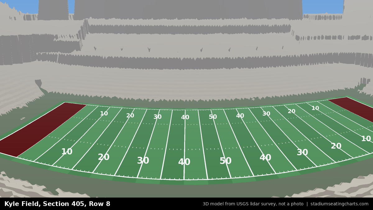 View from Kyle Field Section 405, Row 8, looking toward the field