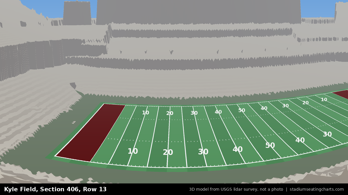View from Kyle Field Section 406, Row 13, looking toward the field