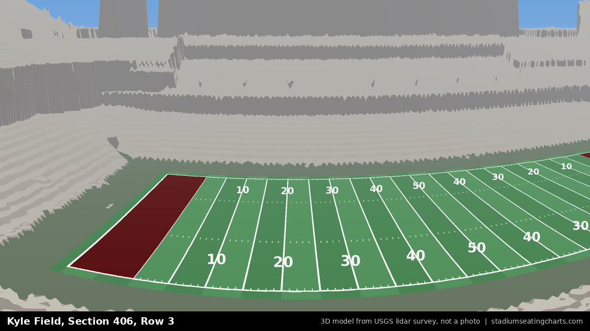 View from Kyle Field Section 406, Row 3, looking toward the field