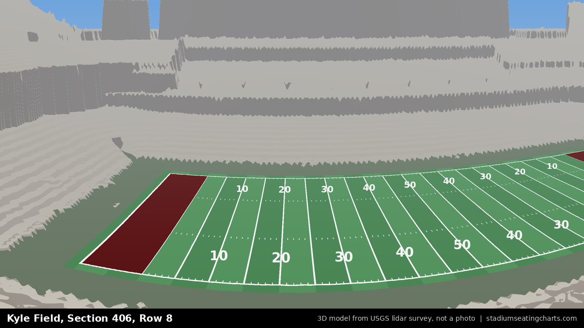 View from Kyle Field Section 406, Row 8, looking toward the field