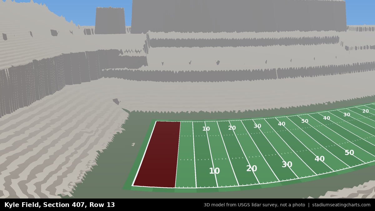 View from Kyle Field Section 407, Row 13, looking toward the field