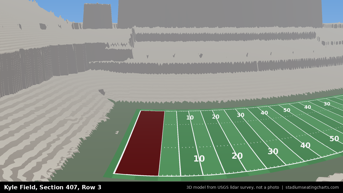 View from Kyle Field Section 407, Row 3, looking toward the field