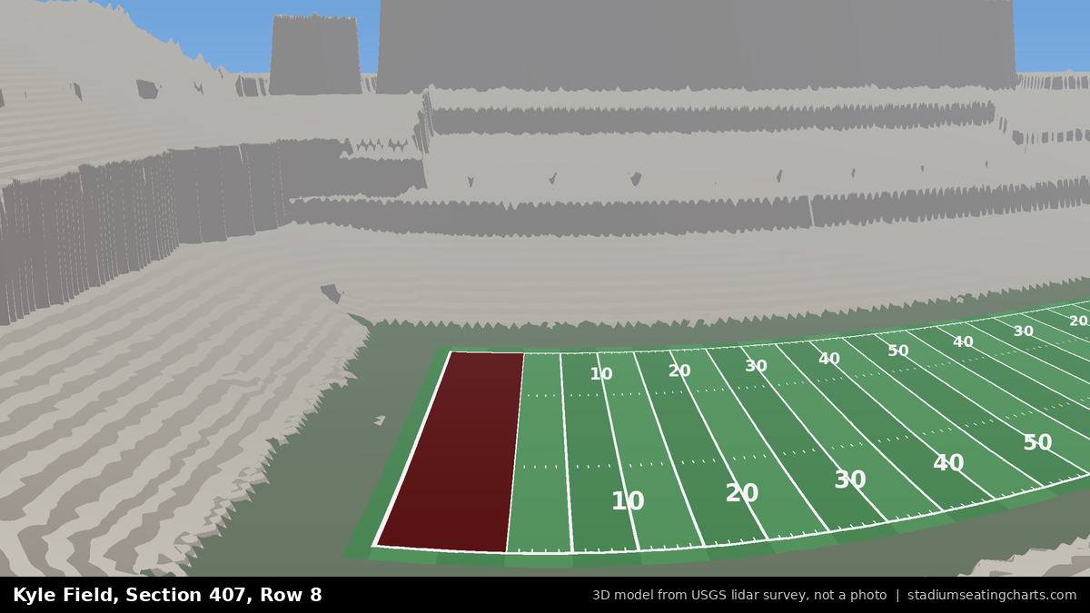 View from Kyle Field Section 407, Row 8, looking toward the field
