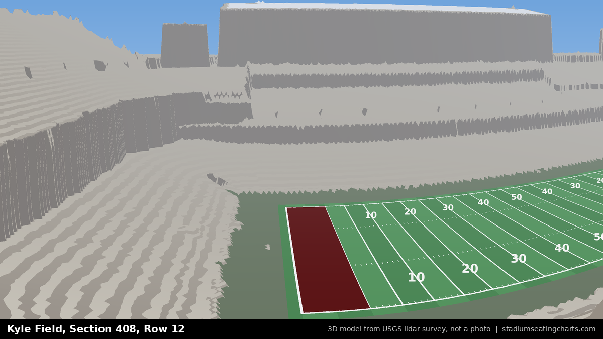 View from Kyle Field Section 408, Row 12, looking toward the field